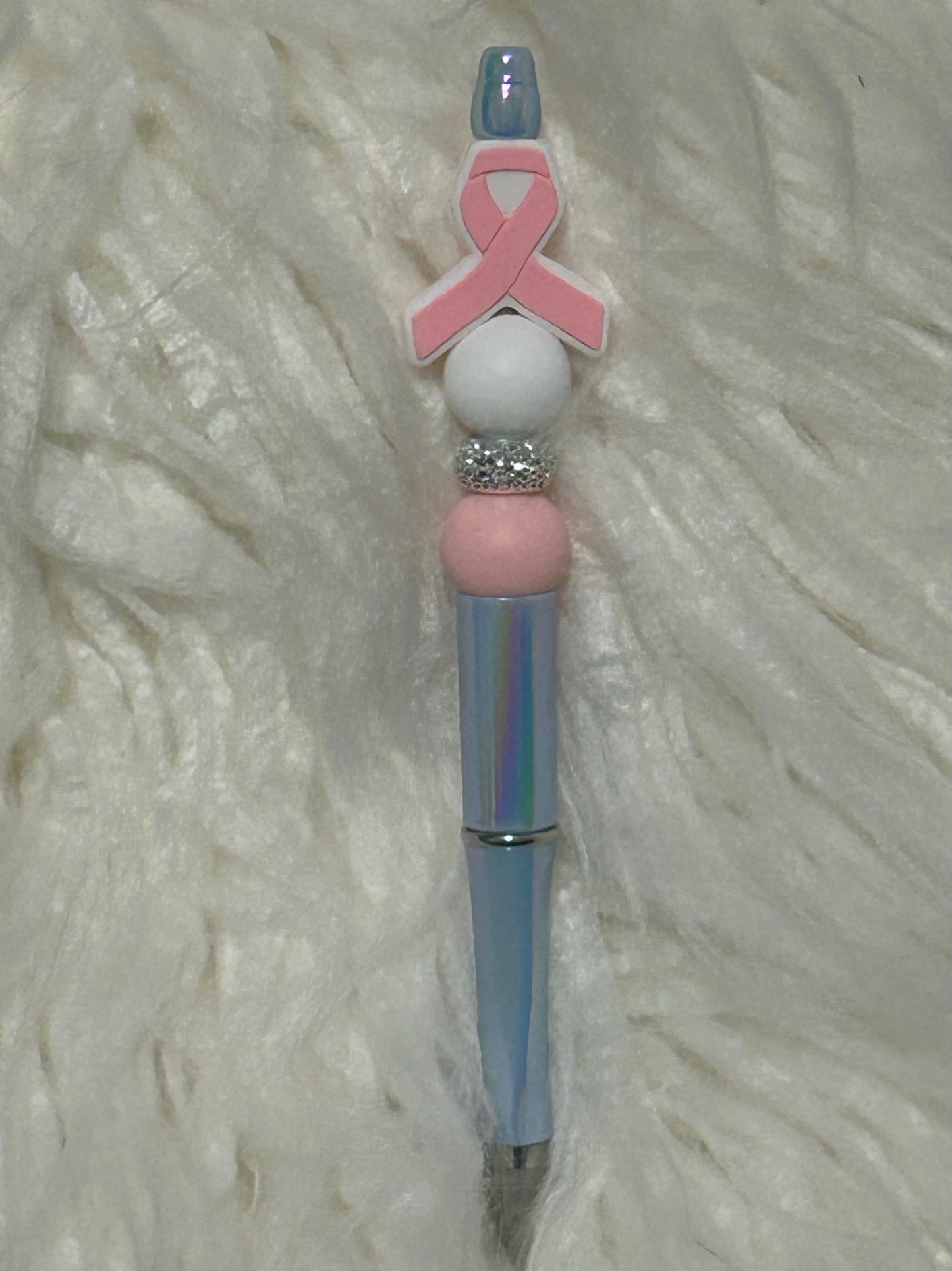 Breast Cancer Ribbon Beaded Pen