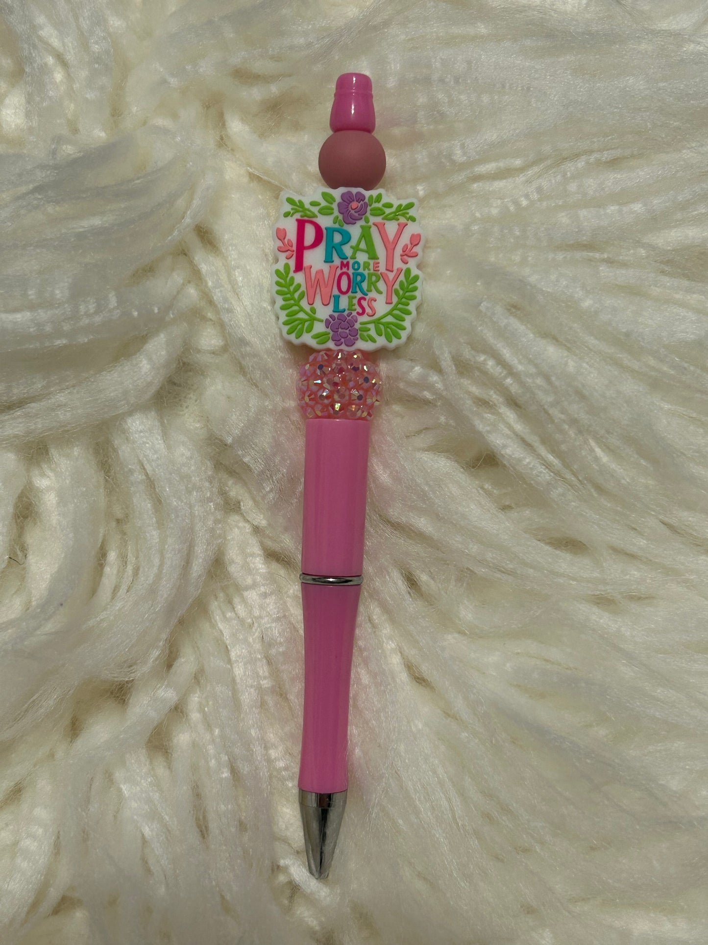 Pray More Worry Less Beaded Pen