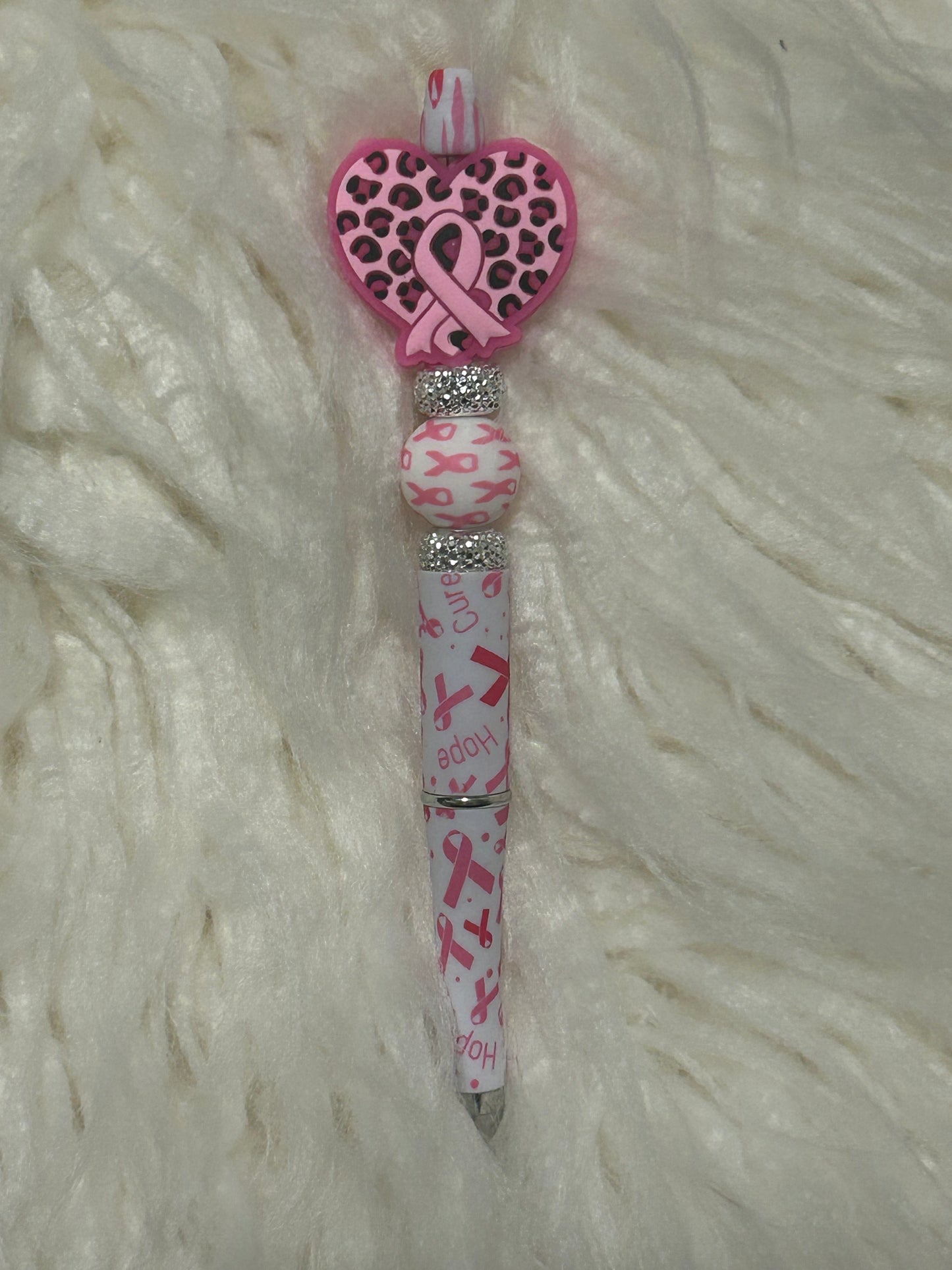 Leopard Heart Beaded Pen