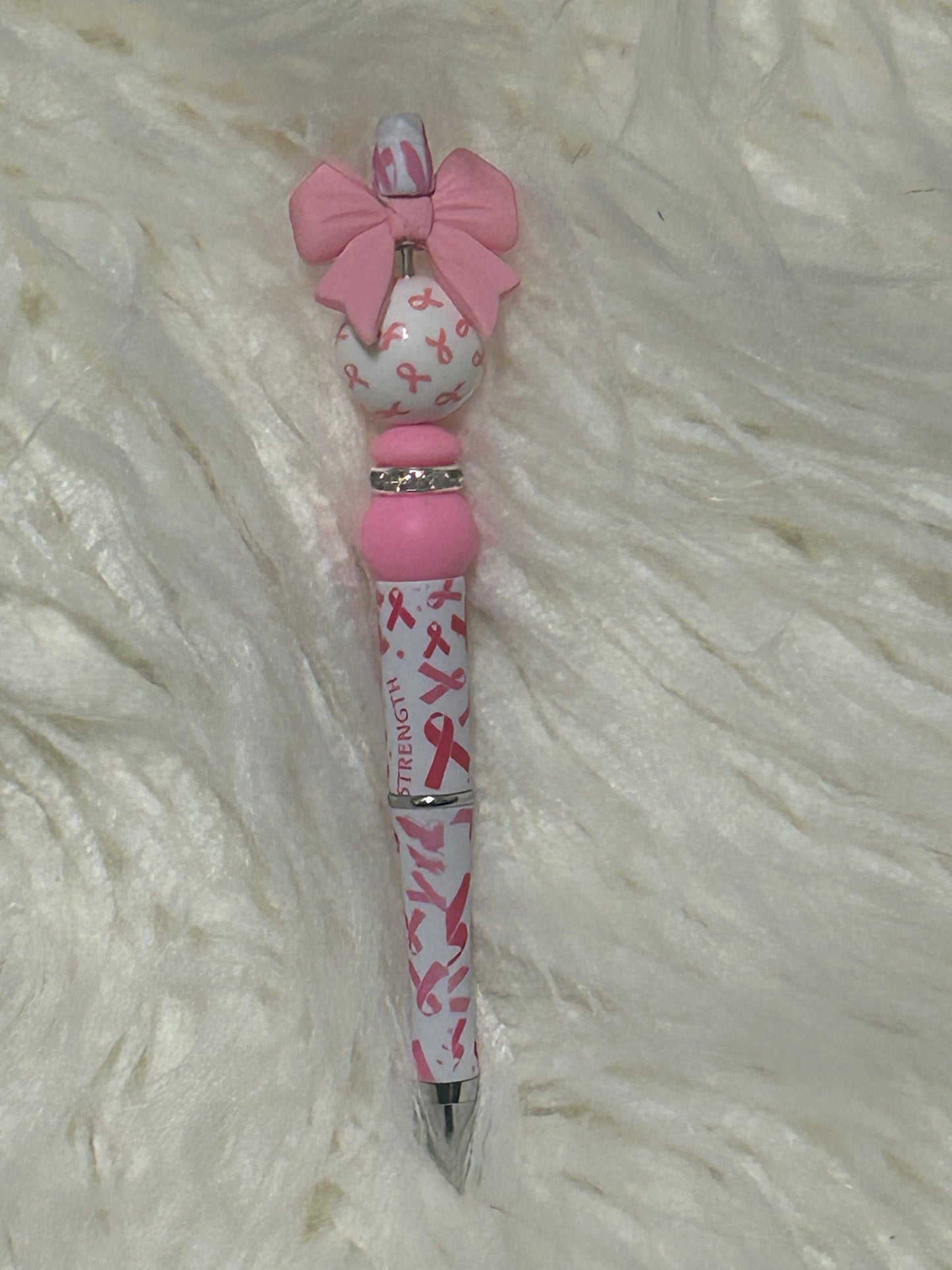 Breast Cancer Bow Beaded Pen