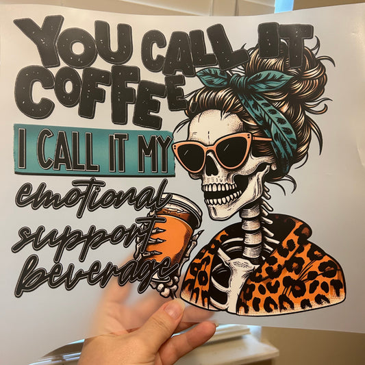 Decorative poster with skeleton design and text on a white background