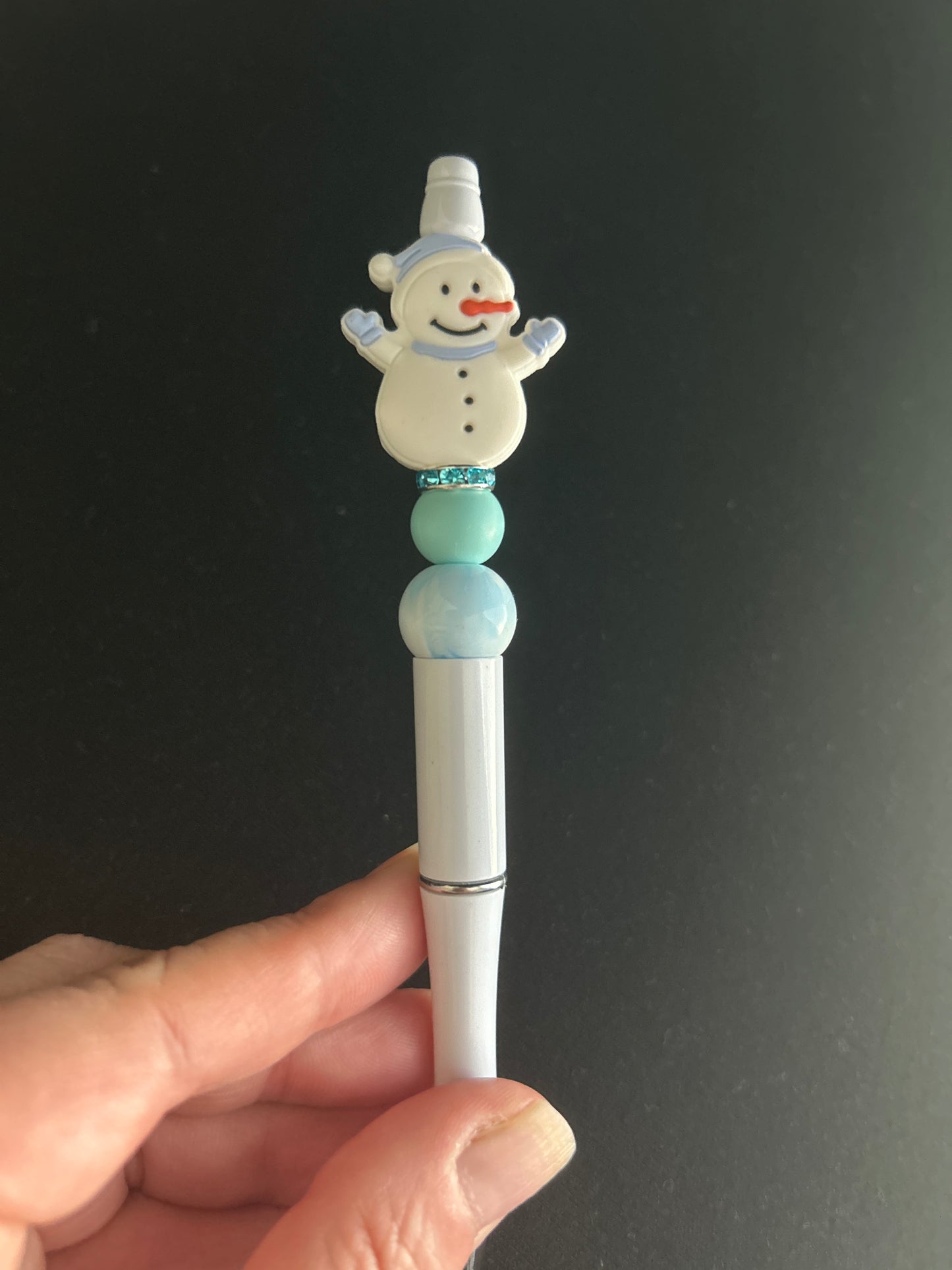 Blue Snowman Beaded Pen
