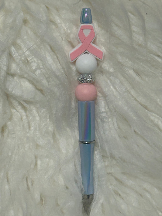 Breast Cancer Ribbon Beaded Pen