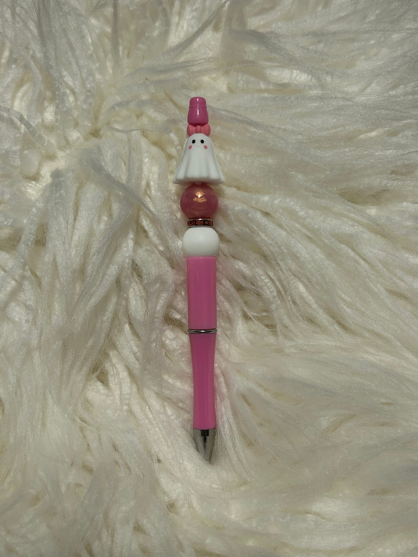 Pink Ghost Beaded Pen