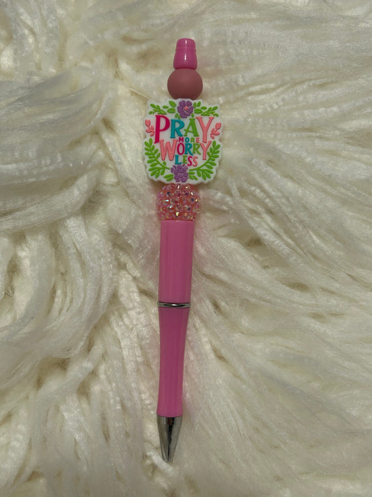 Pray More Worry Less Beaded Pen