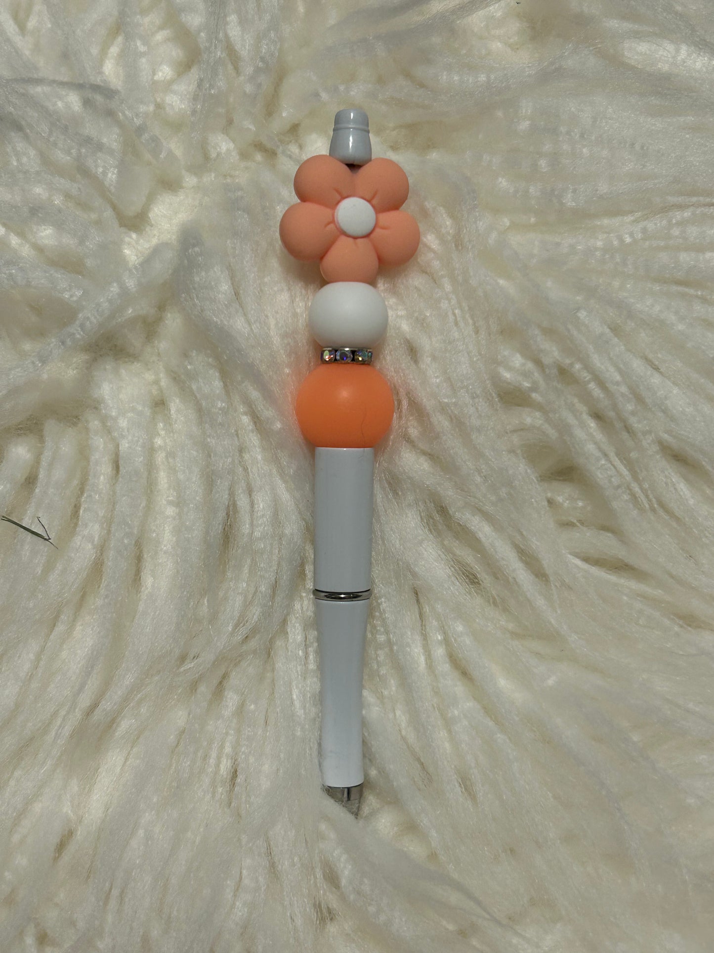 Peach Sunflower Beaded Pen